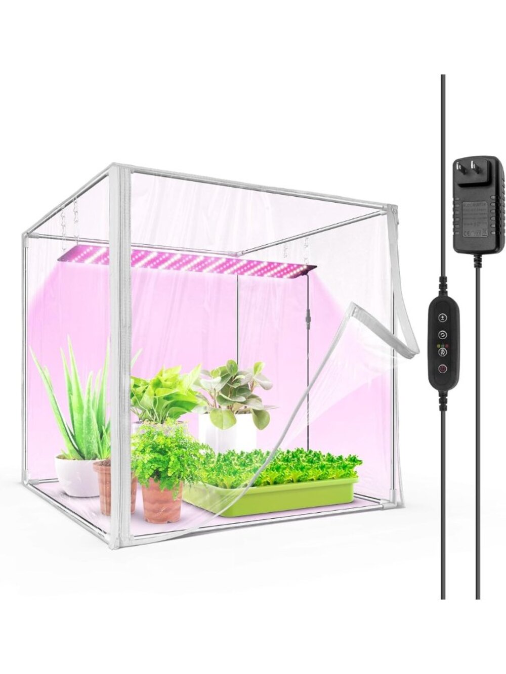 Indoor Greenhouse with Grow Light, 40W Full Spectrum, 23x23x23 IN, Plant Growth